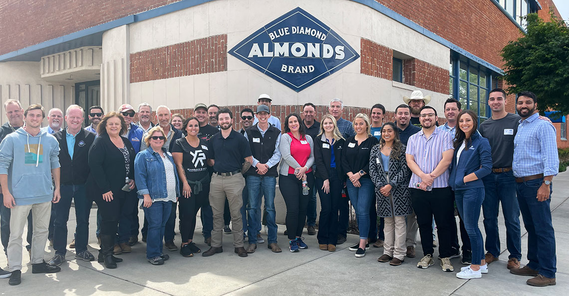 Leadership group photo outside Blue Diamond's Sacramento headquarters